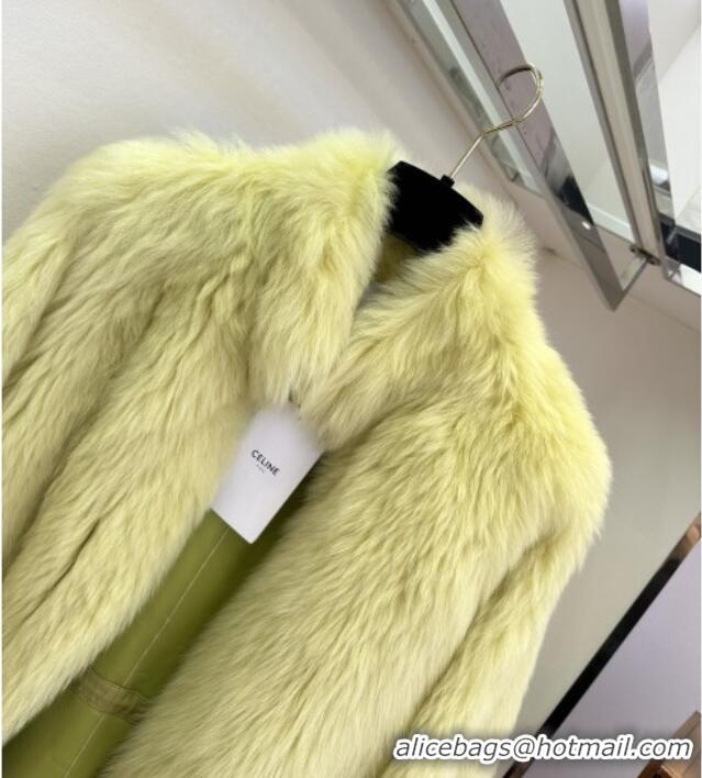 Top Grade Discount Celine One Fur Coat C121918 Green 2025
