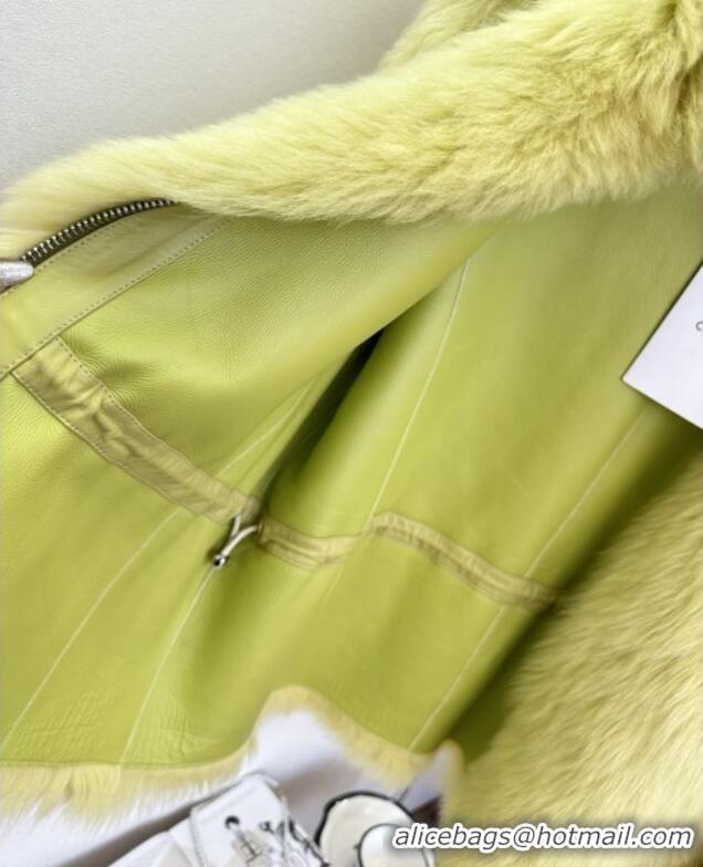 Top Grade Discount Celine One Fur Coat C121918 Green 2025