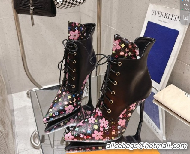 Shop Cheap Louis Vuitton LV x TM Monogram Canvas and Leather Laced-up Ankle Boots 9cm Black LV102203 1022018