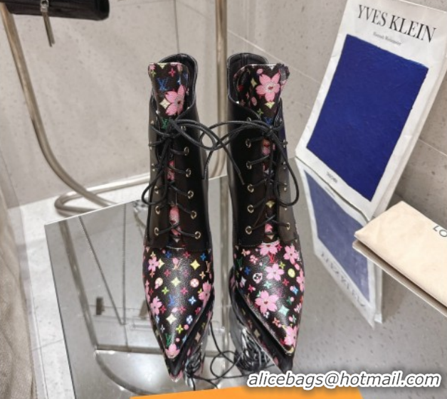 Shop Cheap Louis Vuitton LV x TM Monogram Canvas and Leather Laced-up Ankle Boots 9cm Black LV102203 1022018