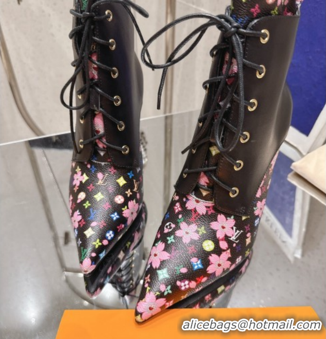 Shop Cheap Louis Vuitton LV x TM Monogram Canvas and Leather Laced-up Ankle Boots 9cm Black LV102203 1022018
