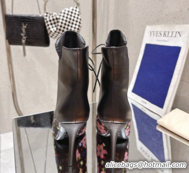 Shop Cheap Louis Vuitton LV x TM Monogram Canvas and Leather Laced-up Ankle Boots 9cm Black LV102203 1022018