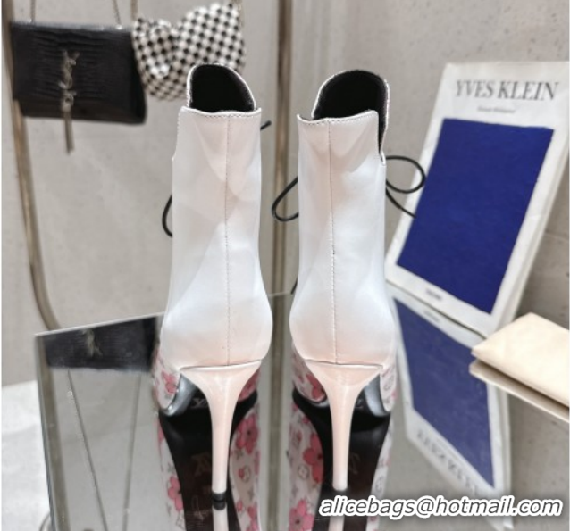 Luxury Louis Vuitton LV x TM Monogram Canvas and Leather Laced-up Ankle Boots 9cm White LV102203 1022020