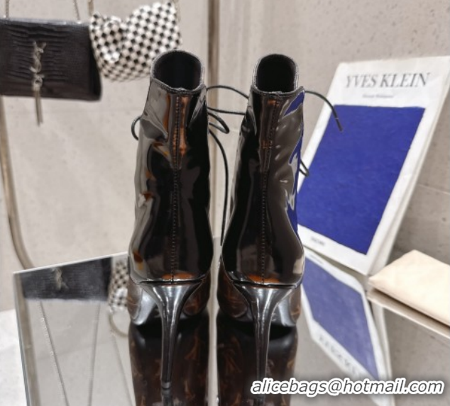 Classic Hot Louis Vuitton Monogram Canvas and Leather Laced-up Ankle Boots 9cm Brown/Black LV102203 1022022