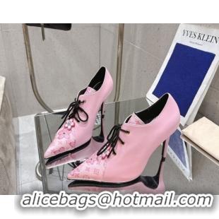 Big Discount Louis Vuitton LV x TM Monogram Canvas and Leather Laced-up Pumps 9cm Light Pink LV102203 1022025