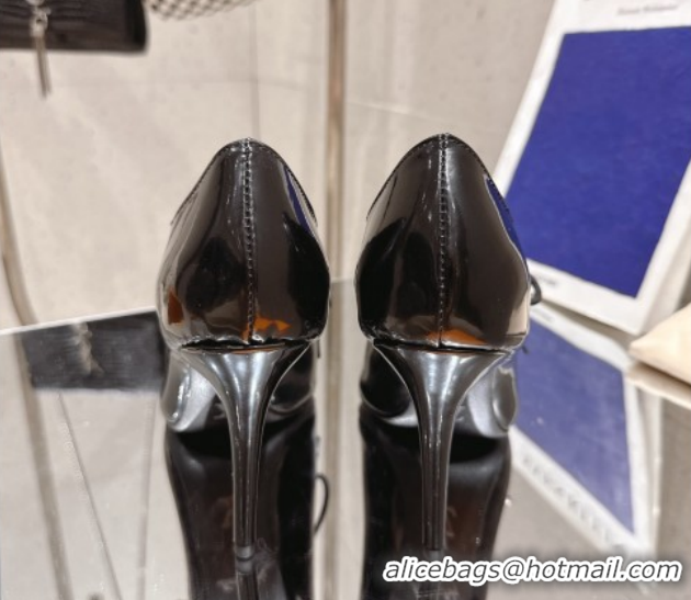 Stylish Louis Vuitton LV x TM Monogram Canvas and Patent Leather Laced-up Pumps 9cm Black LV102203 1022028