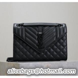 Top Quality Saint Laurent Envelope Medium Bag in Grained Leather 487206 All Black 2025