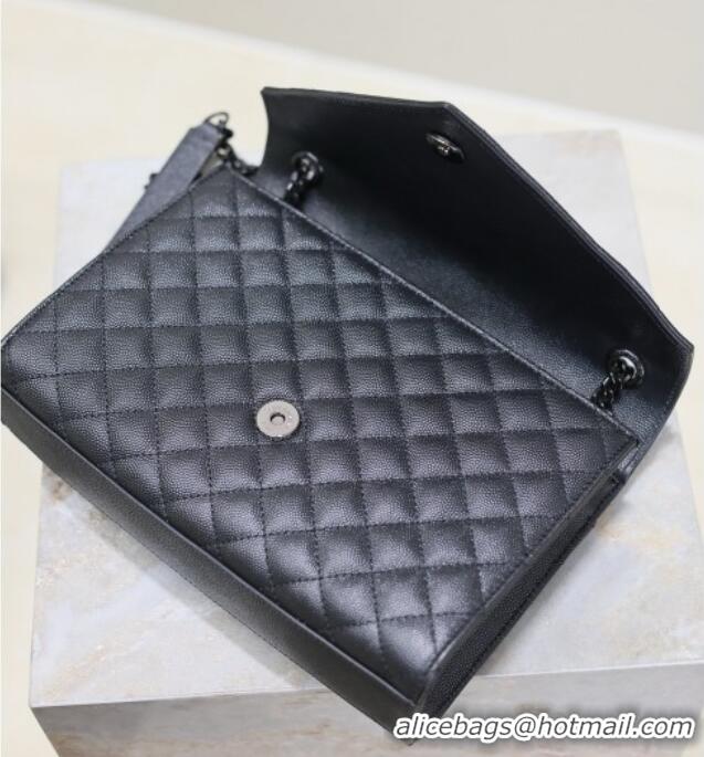 Top Quality Saint Laurent Envelope Medium Bag in Grained Leather 487206 All Black 2025
