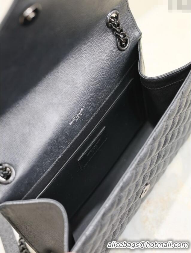 Top Quality Saint Laurent Envelope Medium Bag in Grained Leather 487206 All Black 2025