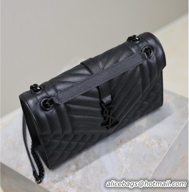 Top Quality Saint Laurent Envelope Medium Bag in Grained Leather 487206 All Black 2025
