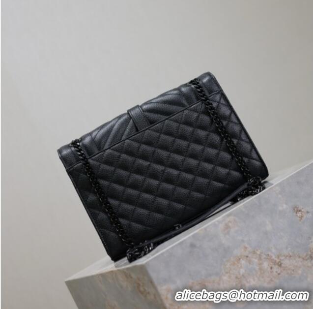 Top Quality Saint Laurent Envelope Medium Bag in Grained Leather 487206 All Black 2025