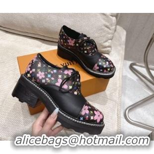 Best Grade Louis Vuitton LV x TM Monogram Canvas and Leather Laced-up Shoes Black LV102204 1022035