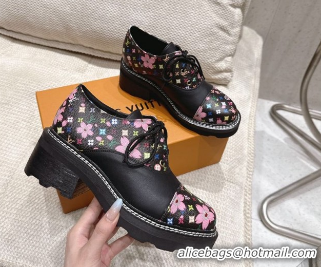 Best Grade Louis Vuitton LV x TM Monogram Canvas and Leather Laced-up Shoes Black LV102204 1022035