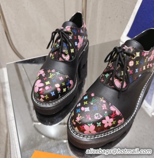 Best Grade Louis Vuitton LV x TM Monogram Canvas and Leather Laced-up Shoes Black LV102204 1022035