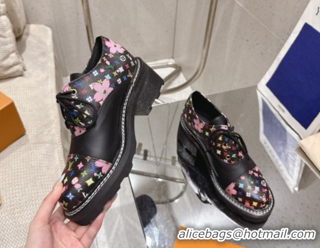 Best Grade Louis Vuitton LV x TM Monogram Canvas and Leather Laced-up Shoes Black LV102204 1022035