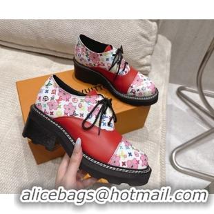 Purchase Louis Vuitton LV x TM Monogram Canvas and Leather Laced-up Shoes Red LV102204 1022036