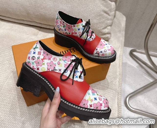 Purchase Louis Vuitton LV x TM Monogram Canvas and Leather Laced-up Shoes Red LV102204 1022036