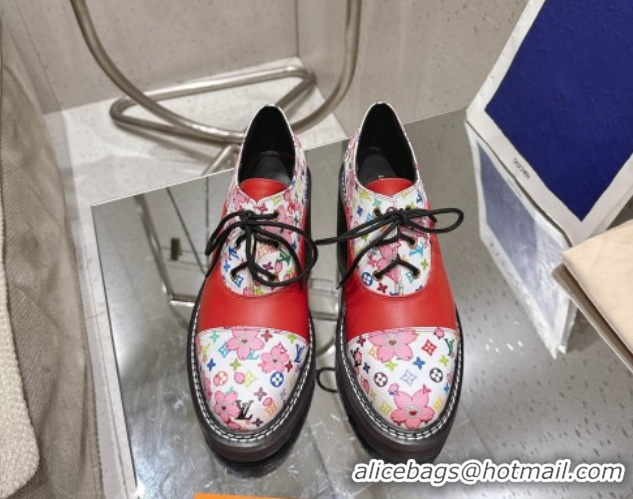 Purchase Louis Vuitton LV x TM Monogram Canvas and Leather Laced-up Shoes Red LV102204 1022036