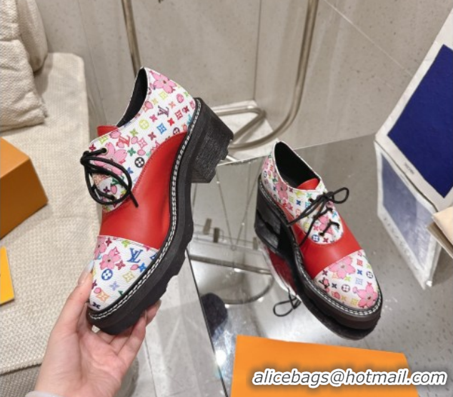 Purchase Louis Vuitton LV x TM Monogram Canvas and Leather Laced-up Shoes Red LV102204 1022036