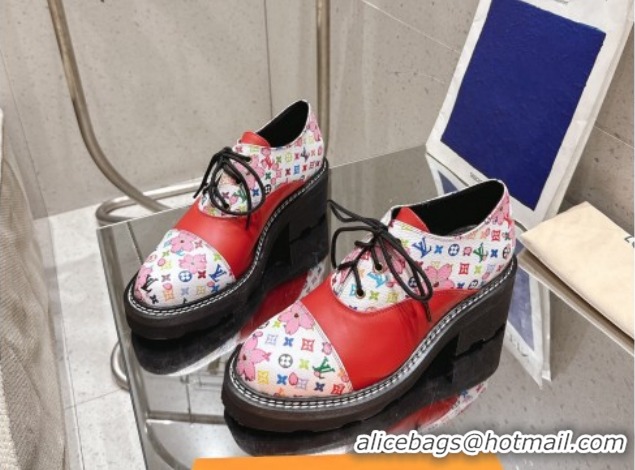 Purchase Louis Vuitton LV x TM Monogram Canvas and Leather Laced-up Shoes Red LV102204 1022036
