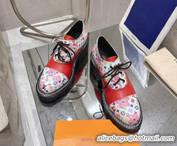 Purchase Louis Vuitton LV x TM Monogram Canvas and Leather Laced-up Shoes Red LV102204 1022036