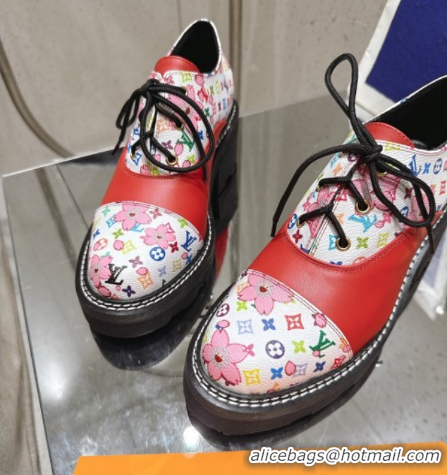 Purchase Louis Vuitton LV x TM Monogram Canvas and Leather Laced-up Shoes Red LV102204 1022036