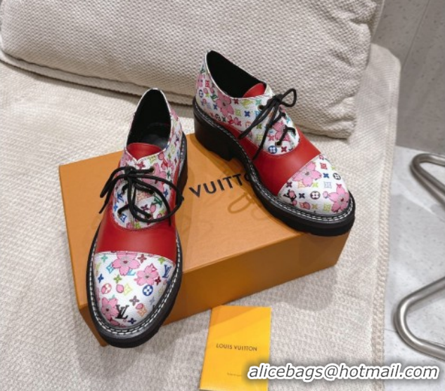 Purchase Louis Vuitton LV x TM Monogram Canvas and Leather Laced-up Shoes Red LV102204 1022036
