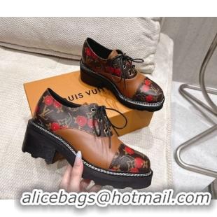 Low Price Louis Vuitton LV x TM Monogram Canvas and Leather Laced-up Shoes Brown/Cherry Red 2025 LV102204 1022037