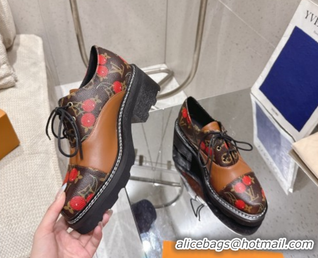Low Price Louis Vuitton LV x TM Monogram Canvas and Leather Laced-up Shoes Brown/Cherry Red 2025 LV102204 1022037