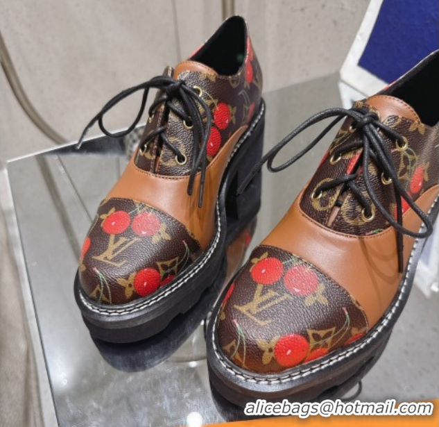 Low Price Louis Vuitton LV x TM Monogram Canvas and Leather Laced-up Shoes Brown/Cherry Red 2025 LV102204 1022037