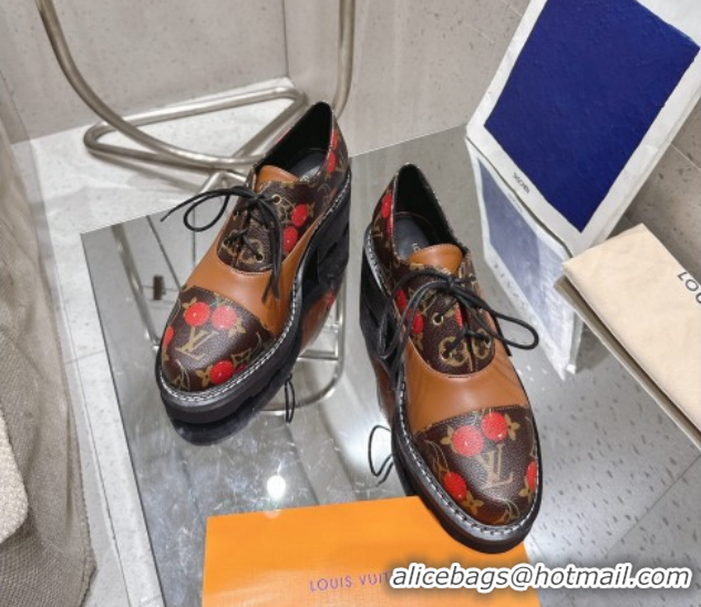 Low Price Louis Vuitton LV x TM Monogram Canvas and Leather Laced-up Shoes Brown/Cherry Red 2025 LV102204 1022037