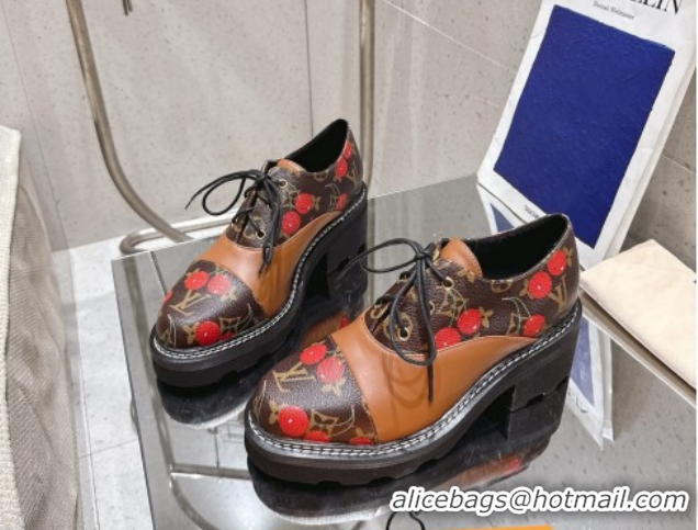 Low Price Louis Vuitton LV x TM Monogram Canvas and Leather Laced-up Shoes Brown/Cherry Red 2025 LV102204 1022037