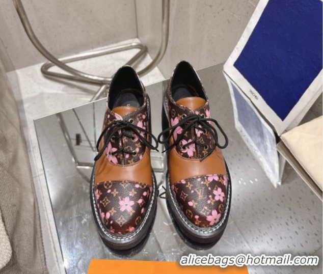 Pretty Style Louis Vuitton LV x TM Monogram Canvas and Leather Laced-up Shoes Brown/Cherry Pink LV102204 1022039