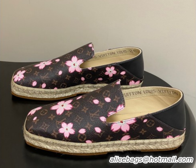 Top Grade Louis Vuitton LV x TM Cherry Blossom Printed Monogram Leather Flat Espadrilles LV102205 1022041