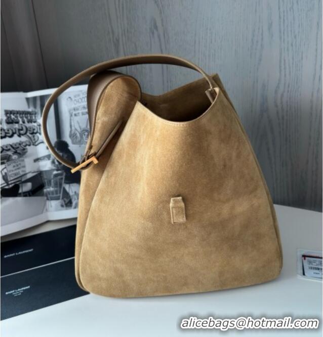 Promotional Saint Laurent LE 5 A 7 Supple Large Bucket Bag in Suede 753837 Brown Top Quality