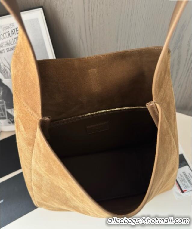 Promotional Saint Laurent LE 5 A 7 Supple Large Bucket Bag in Suede 753837 Brown Top Quality