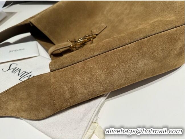 Promotional Saint Laurent LE 5 A 7 Supple Large Bucket Bag in Suede 753837 Brown Top Quality