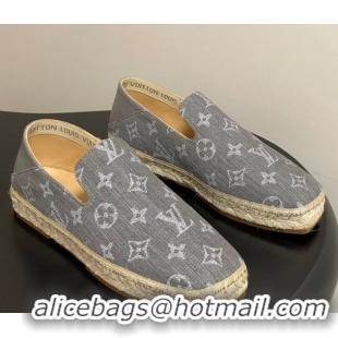 Good Quality Louis Vuitton Monogram Denim Flat Espadrilles Grey LV102205 1022046
