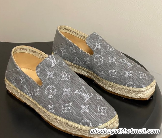 Good Quality Louis Vuitton Monogram Denim Flat Espadrilles Grey LV102205 1022046