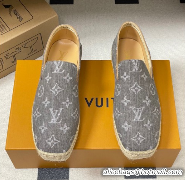 Good Quality Louis Vuitton Monogram Denim Flat Espadrilles Grey LV102205 1022046