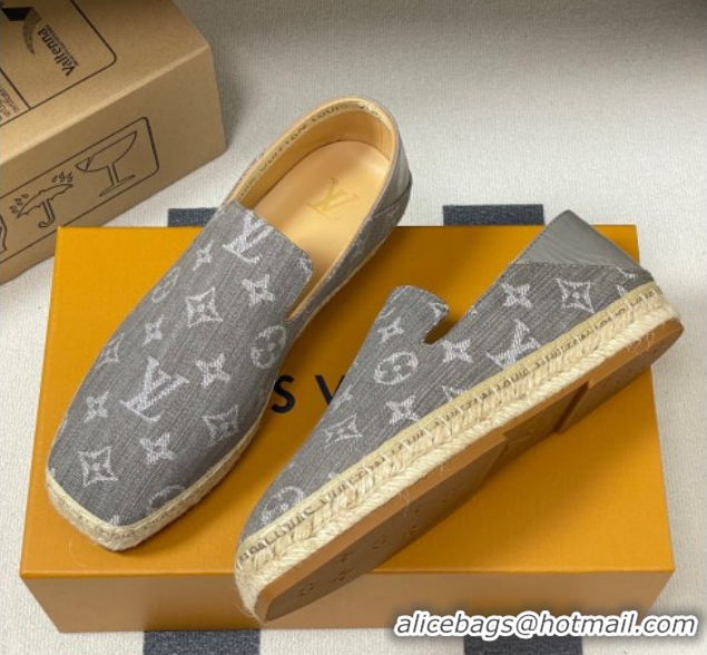Good Quality Louis Vuitton Monogram Denim Flat Espadrilles Grey LV102205 1022046