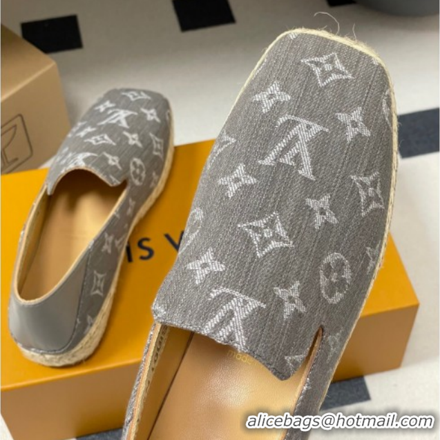 Good Quality Louis Vuitton Monogram Denim Flat Espadrilles Grey LV102205 1022046