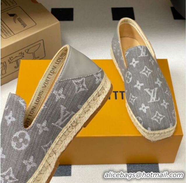 Good Quality Louis Vuitton Monogram Denim Flat Espadrilles Grey LV102205 1022046