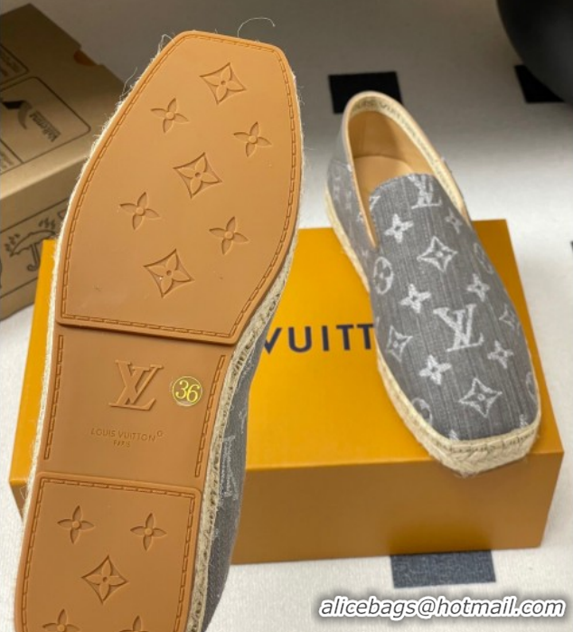 Good Quality Louis Vuitton Monogram Denim Flat Espadrilles Grey LV102205 1022046