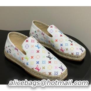Durable Louis Vuitton LV x TM Monogram Multicolored Canvas Flat Espadrilles White LV102205 1022048