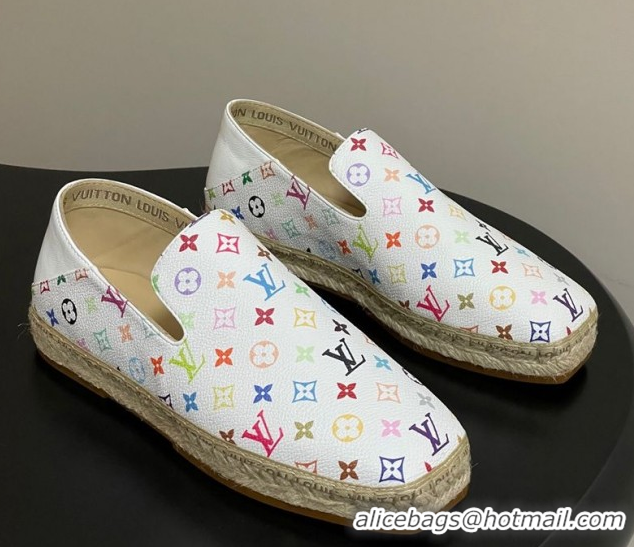Durable Louis Vuitton LV x TM Monogram Multicolored Canvas Flat Espadrilles White LV102205 1022048