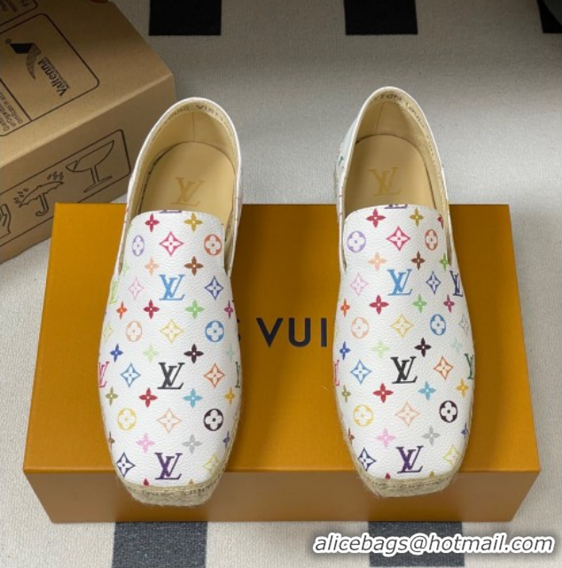 Durable Louis Vuitton LV x TM Monogram Multicolored Canvas Flat Espadrilles White LV102205 1022048