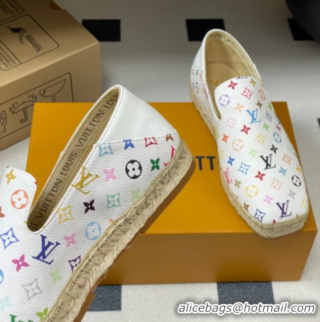 Durable Louis Vuitton LV x TM Monogram Multicolored Canvas Flat Espadrilles White LV102205 1022048