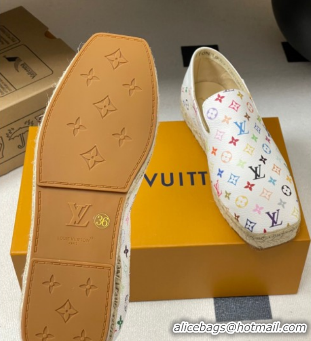 Durable Louis Vuitton LV x TM Monogram Multicolored Canvas Flat Espadrilles White LV102205 1022048