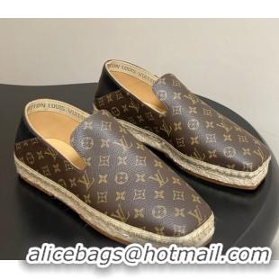 Top Design Louis Vuitton Monogram Canvas Flat Espadrilles Brown 2025 LV102205 1022049